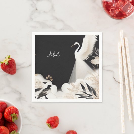 Veer Aziatische Sky Cloud Crane Fun Vrijgezellenfe Servet (Insitu)