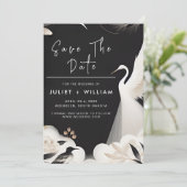 Veer Aziatische Sky Cloud Crane Leuk Bruiloft Save The Date (Staand voorkant)