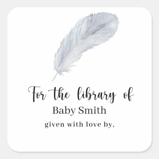 Veer - Baby Shower Bibliotheek Vierkante Sticker (Voorkant)
