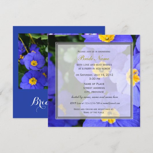  veer blauw tuinbloemen vrijgezellenfeest kaart (Voorkant / Achterkant)