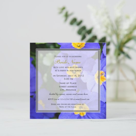  veer blauw tuinbloemen vrijgezellenfeest kaart (Staand voorkant)