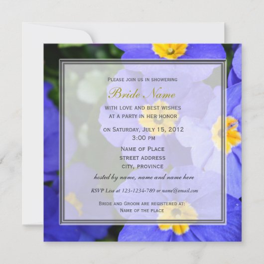  veer blauw tuinbloemen vrijgezellenfeest kaart (Voorkant)