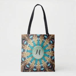 Veer Blauwgroen, bruin, blauw en groen Mandala Tas