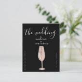 Veer Bloemen Roze Champagne bruiloft uitnodiging (Staand voorkant)