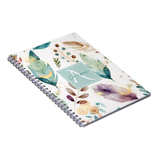 Veer bloemenpatroon monogram notitieboek (Rechterzijde)