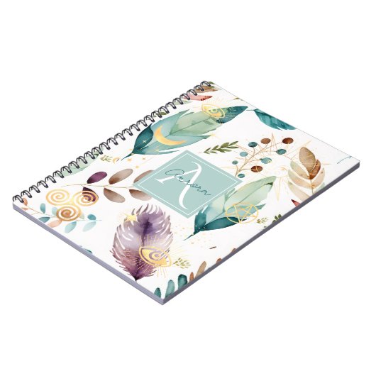 Veer bloemenpatroon monogram notitieboek (Linkerzijde)