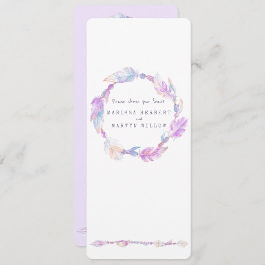 Veer boho met paars menu waterverf (Voorkant / Achterkant)