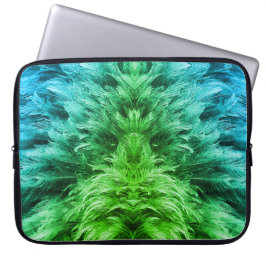Veer bont pluizig look blauw groen verloop laptop sleeve