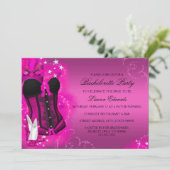 Veer Corset roze Bachelorette Party nodigt uit Kaart (Staand voorkant)