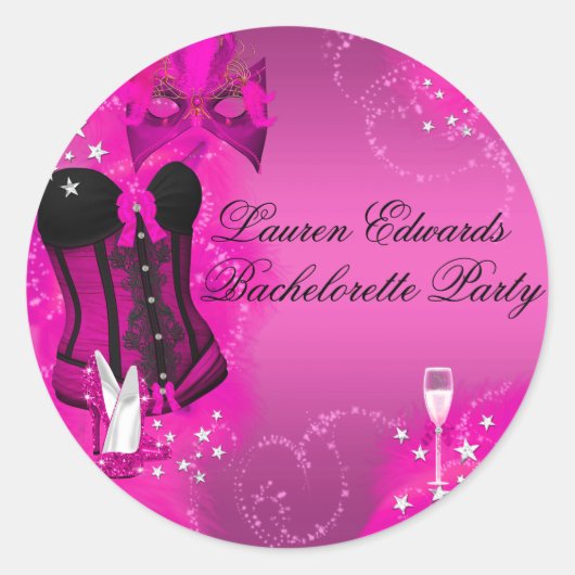 Veer Corset Roze Vrijgezellenfeest Sticker (Voorkant)