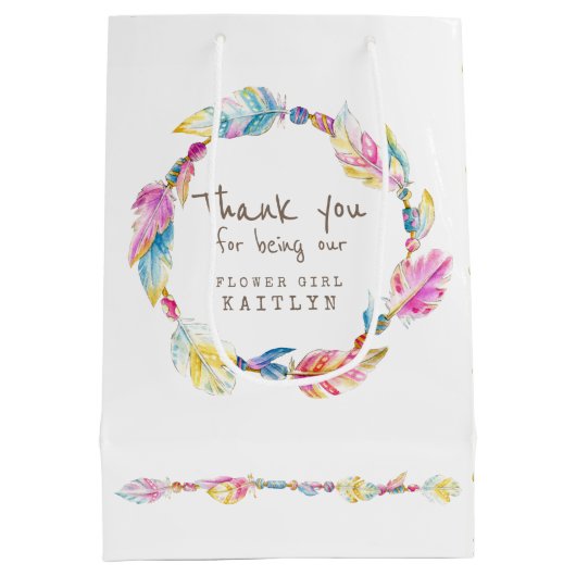 Veer en kralen bruiloft gunst tas medium cadeauzakje (Achterkant)