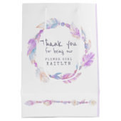 Veer en kralen bruiloft paarse gunsttas medium cadeauzakje (Achterkant)