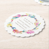 Veer en kralen krans boho bruiloft onderzetters (Gekanteld)