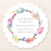 Veer en kralen krans boho bruiloft onderzetters (Voorkant)