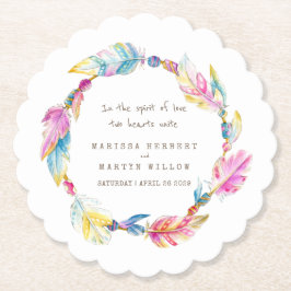 Veer en kralen krans boho bruiloft onderzetters