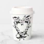 Veer- en Zwarte Pearl Heart-vorm Papieren Bekers (Achterkant)