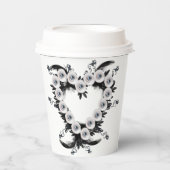 Veer- en Zwarte Pearl Heart-vorm Papieren Bekers (Voorkant)