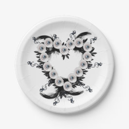 Veer- en Zwarte Pearl Heart-vorm Papieren Bordje