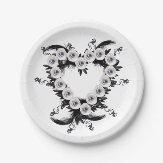 Veer- en Zwarte Pearl Heart-vorm Papieren Bordje (Voorkant)