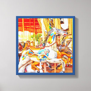 Veer Horse Carousel voor een ronddraaiend Canvas Afdruk