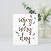 Veer kalligrafie tekst geniet van elke dag (Staand voorkant)
