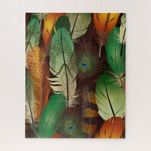 Veer, kleurrijk Peacock Pattern Jigzaag Puzzl Legpuzzel (Verticaal)