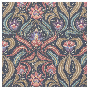 Veer lekt Floral Damask Green Pink Lavender Stof