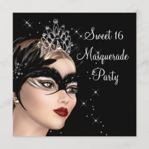 Veer Masker Tiara Sweet 16 Masquerade Party Kaart