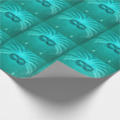 Veer maskerade maskeer elegant  blauwgroen cadeaupapier (Hoek)