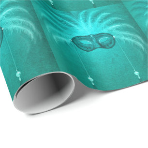 Veer maskerade maskeer elegant  blauwgroen cadeaupapier