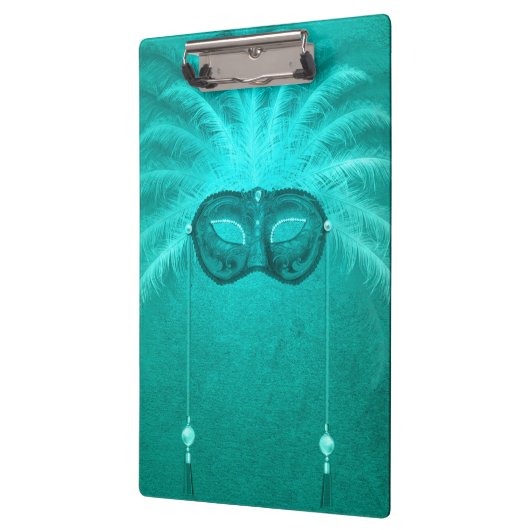 Veer maskerade maskeer elegant  blauwgroen klembord (Links)