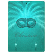 Veer maskerade maskeer elegant  blauwgroen klembord (Achterkant)