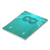 Veer maskerade maskeer elegant blauwgroen notitieblok (Linkerzijde)