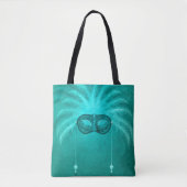 Veer maskerade maskeer elegant  blauwgroen tote bag (Voorkant)