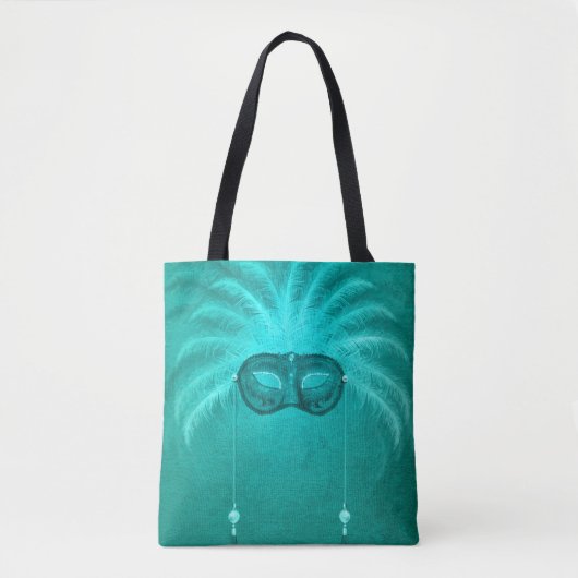 Veer maskerade maskeer elegant  blauwgroen tote bag (Voorkant)