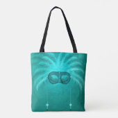 Veer maskerade maskeer elegant  blauwgroen tote bag (Achterkant)