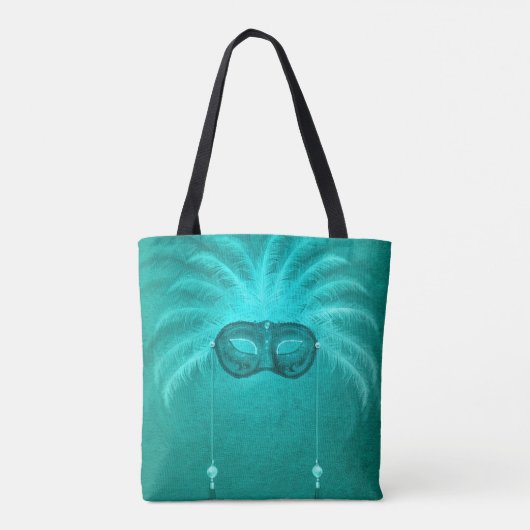 Veer maskerade maskeer elegant  blauwgroen tote bag (Achterkant)
