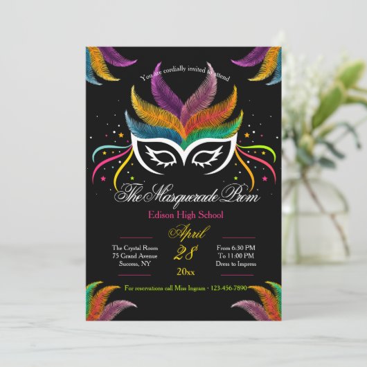 Veer Masquerade Prom Uitnodiging (Staand voorkant)