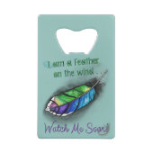 Veer op de wind creditkaart flessenopener (Achterkant)