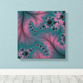 Veer over Kant Turquoise en Roze Canvas (Insitu (Houten vloer))
