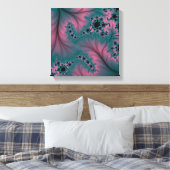 Veer over Kant Turquoise en Roze Canvas (Insitu (Slaapkamer))