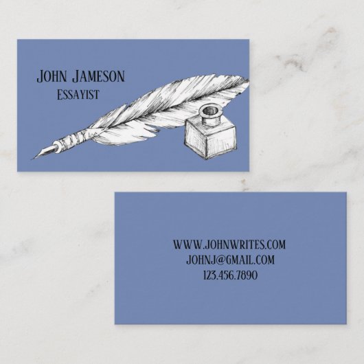  veer Quill Pen en Ink Well Visitekaartje (Voorkant / Achterkant)