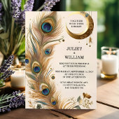 Veer Rustieke Aziatische Sky Cloud Peacock Bruilof Kaart