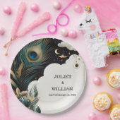 Veer Rustieke Aziatische Sky Cloud Peacock Bruilof Papieren Bordje (Feest)