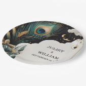 Veer Rustieke Aziatische Sky Cloud Peacock Bruilof Papieren Bordje (Gekanteld)
