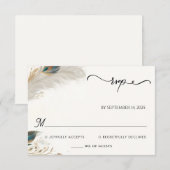 Veer Rustieke Aziatische Sky Cloud Peacock Bruilof RSVP Kaartje (Voorkant / Achterkant)