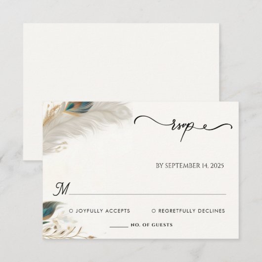 Veer Rustieke Aziatische Sky Cloud Peacock Bruilof RSVP Kaartje (Voorkant / Achterkant)