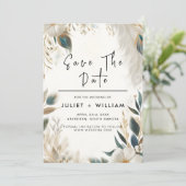 Veer Rustieke Aziatische Sky Cloud Peacock Bruilof Save The Date (Staand voorkant)