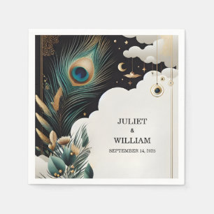 Veer Rustieke Aziatische Sky Cloud Peacock Bruilof Servet