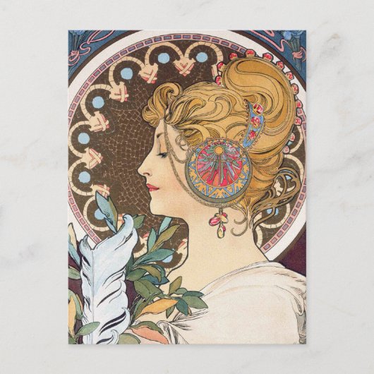 Veer van Alphonse Mucha - Art Nouveau Briefkaart (Voorkant)